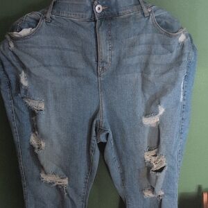 Torrid Blue Boyfriend Jeans with Distressed Design